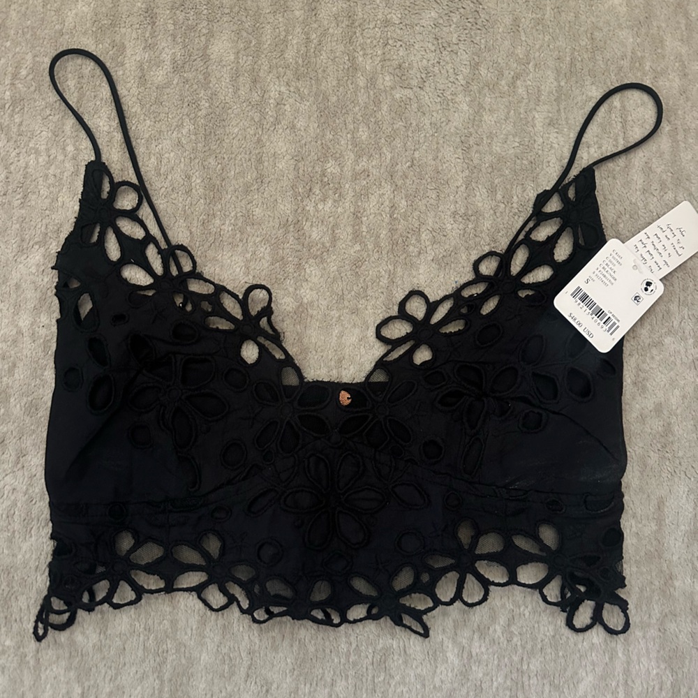 Free People Black Floral Lace Bandeau